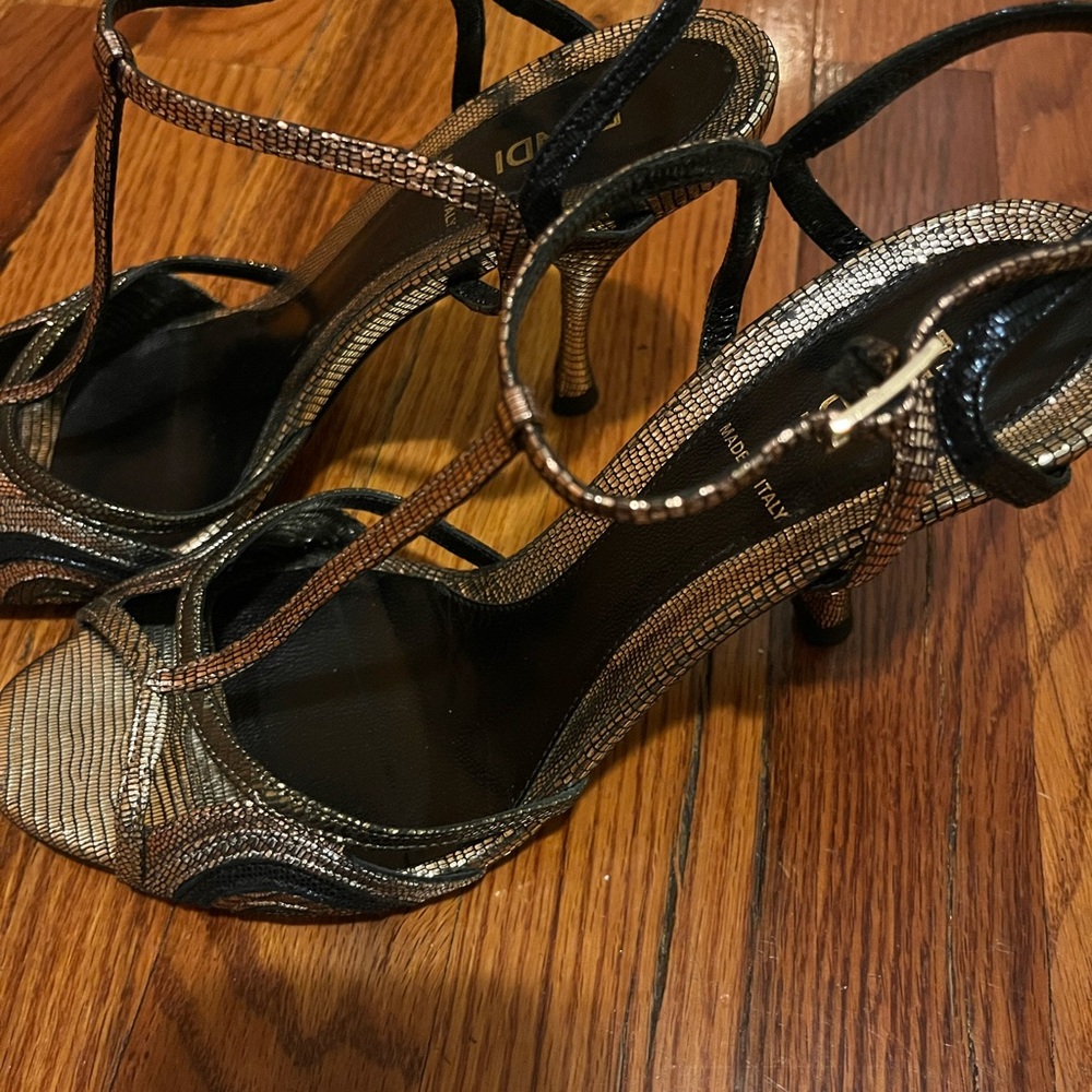 Fendi Metallic Disco Strappy Heels - Picture 4 of 7